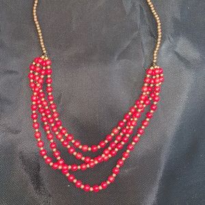 Red and Bronze Bead Necklace